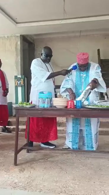 Igwe Emmanuel Nnabuife performs the traditional new yam cutting