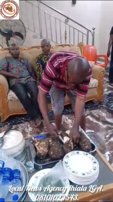 Traditional new-yam cutting and serving during the 2026 New Yam Festival celebration in Azia